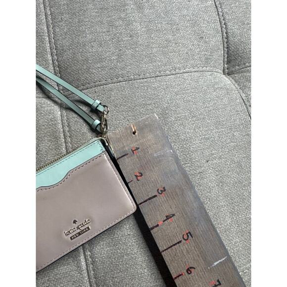 Kate Spade NY Italian Leather Wristlet Wallet / Key Chain – Light Teal & Tan - Picture 7 of 7